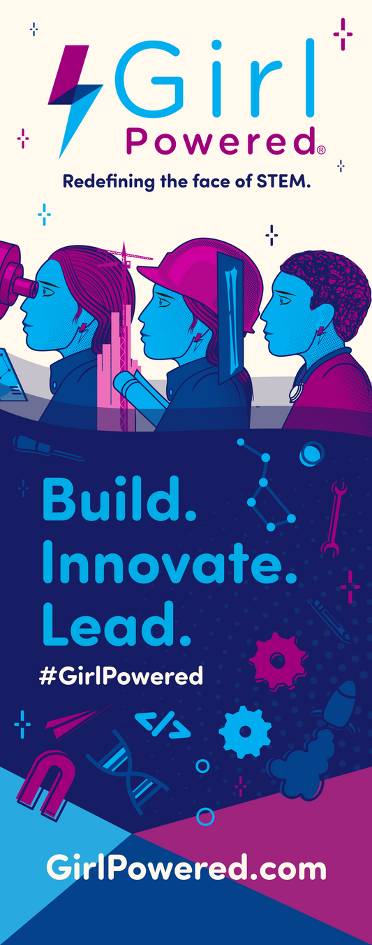 Girl Powered. Build. Innovate. Lead. V2 Retractable Banner Stand