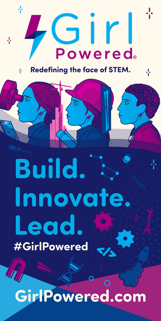 Girl Powered Banner. Build. Innovate. Lead. V2