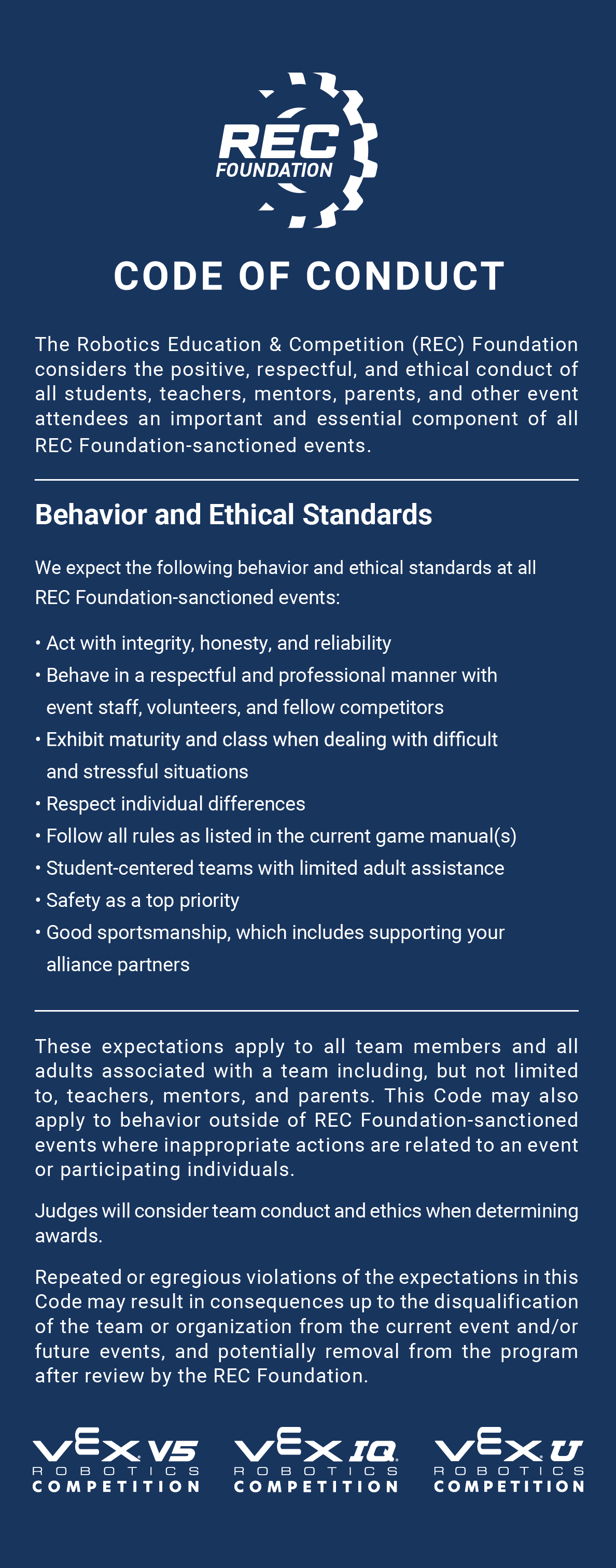 REC Foundation Code Of Conduct Event Retractable Banner Stand – USA ...